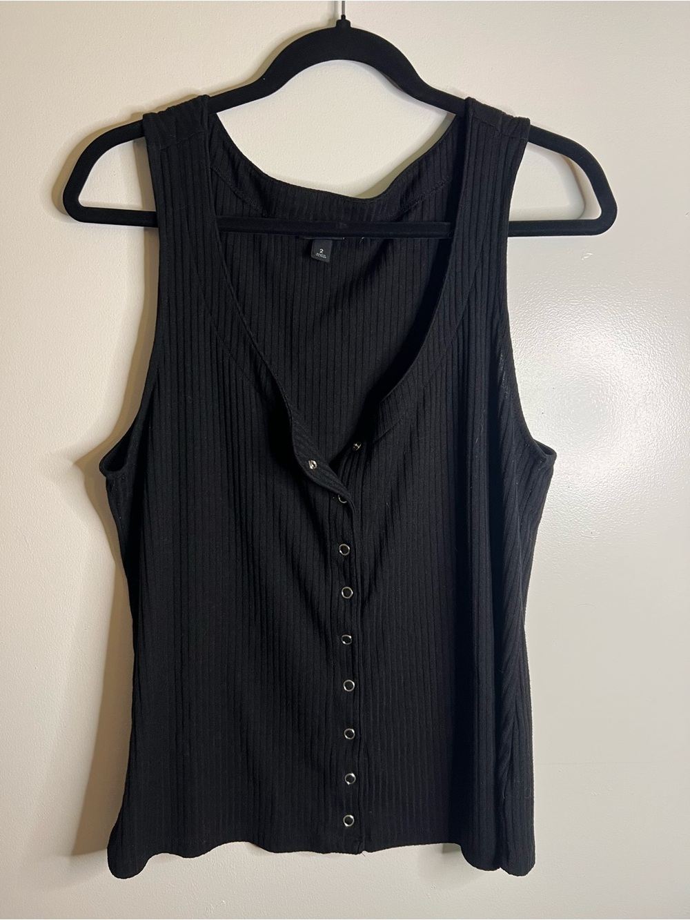 torrid Black Ribbed Snap-Front Tank